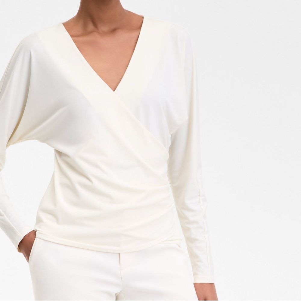 INC International Concepts Off-White V-Neck Blouse
